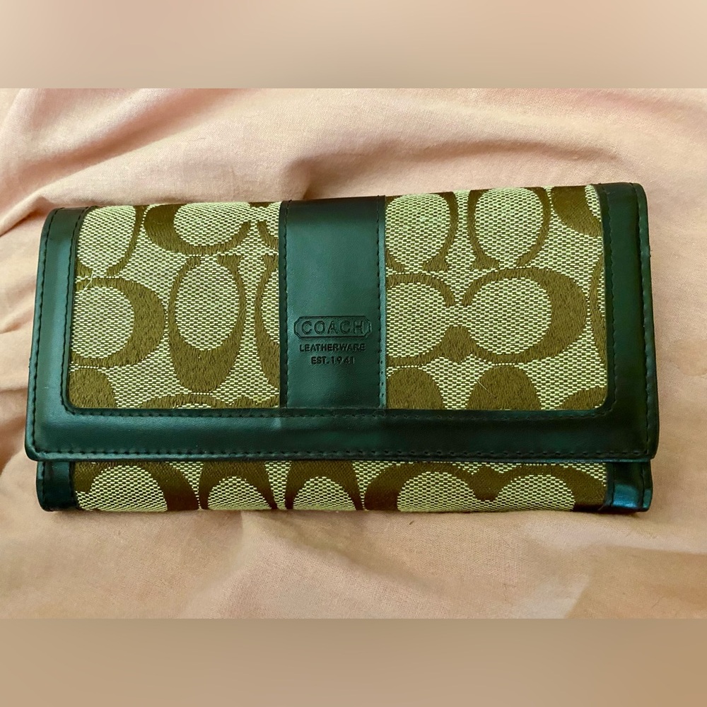Coach Signature Brown and Tan Wallet
